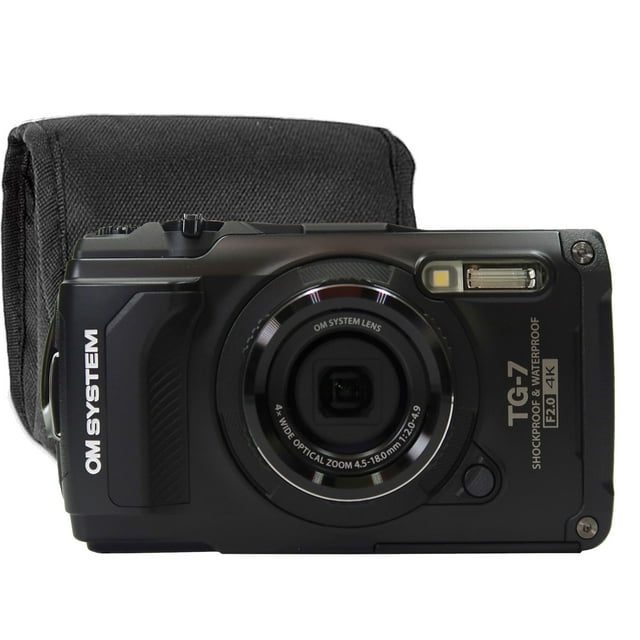 OM SYSTEM Tough TG-7 Digital Camera (Black) + Vivitar Small Camcorder Case