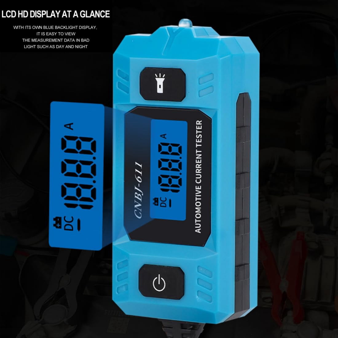 Automotive Circuit Tester, 20A 48V Relay Fuse Blade Checker, Built-in Light, Blue Backlit LCD, for Car Circuit Testing
