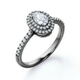 thumbnail image 4 of JeenMata Dual Halo - 1.75 Carat Oval Cut Moissanite - Pave - Four Prong Set Engagement Ring - 18K Black Gold Plating Over Silver, 4 of 6