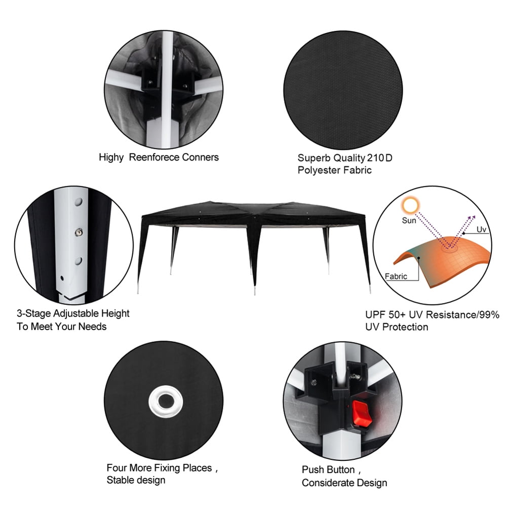 Aimee Lii 180"x236" Canopy Tent Awnings for Decks, Backyard Canopy Gazebo, Outdoor Patio Awnings for Party BBQ Events, Easy Set Up, Waterproof, Black