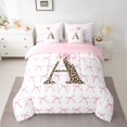 thumbnail image 2 of Castle Fairy Boys Girls Letter Monogrammed A Bedding Comforter Set 7 Pieces,Kawaii Pink Bow Full Bedding Set Lightweight,Animal Leopard Print Fitted Sheet Flat Sheet,Breathable Home Decor,Reversible, 2 of 8