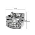 thumbnail image 2 of Women's Round Cut Silver Stainless Steel AAA Cz Wedding Ring Band Set Size 10, 2 of 6