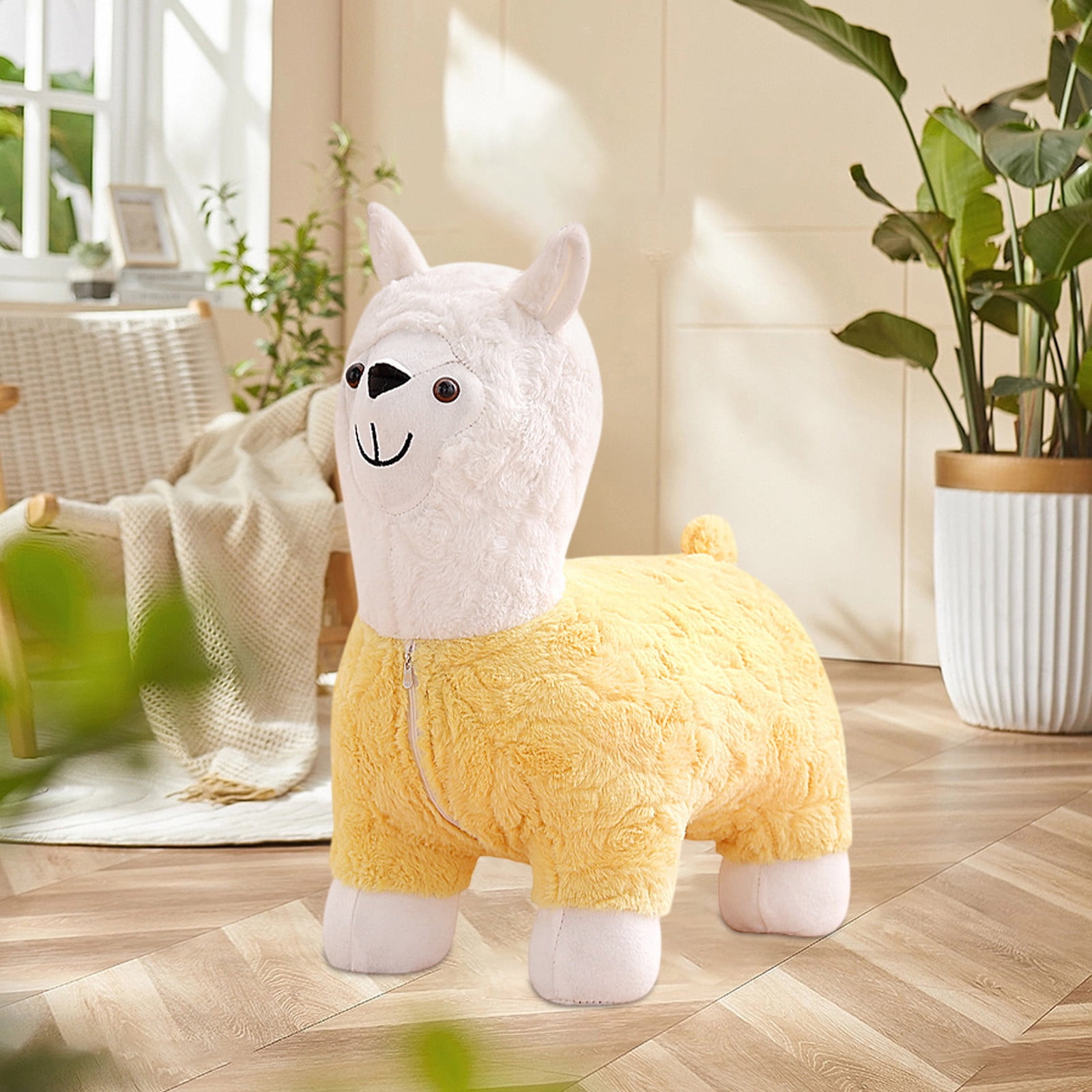 Birdeem Llama Plush Stuffed Animal with Alpaca-Inspired Stool