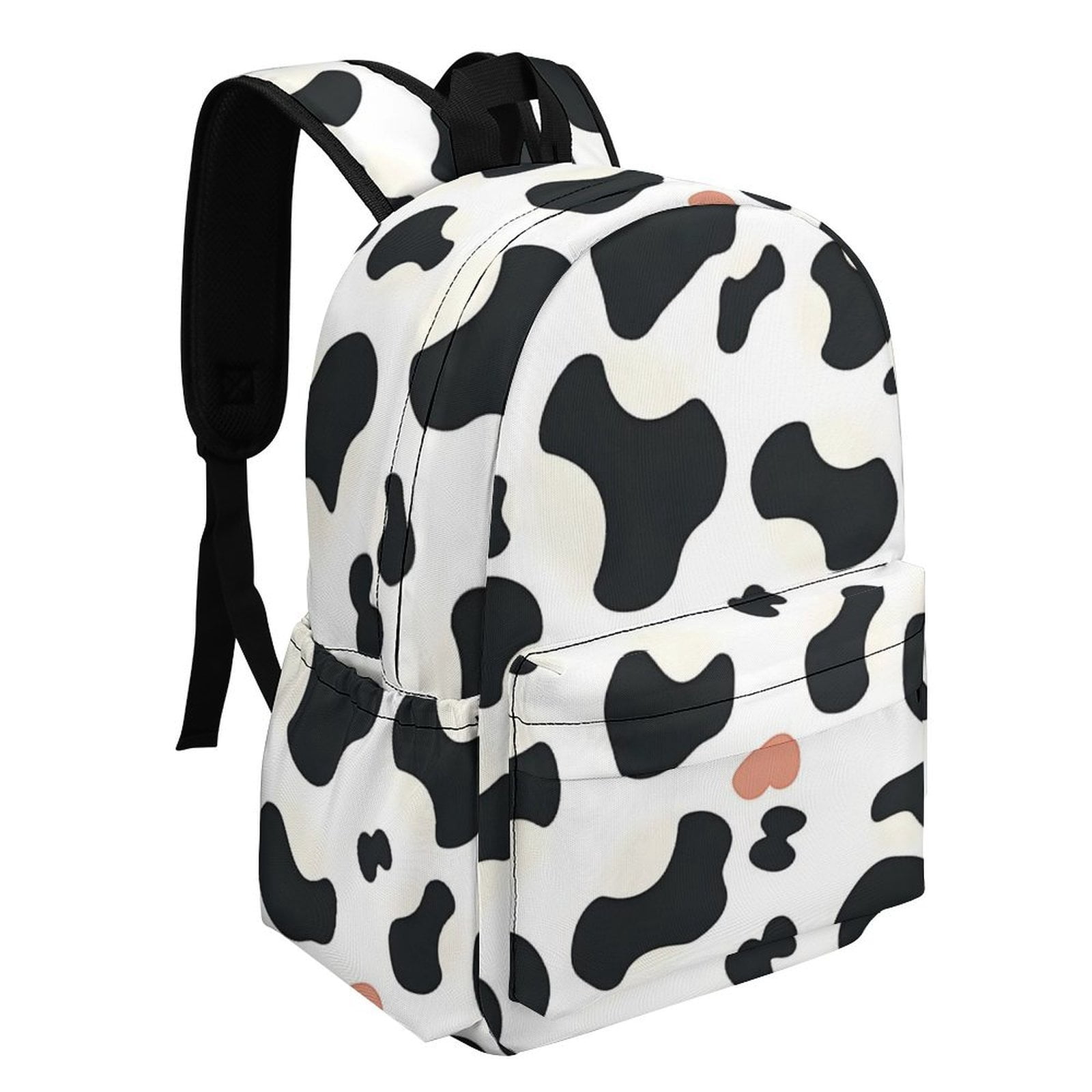 Large Capacity Half Print Backpack 11.8×16.5×5.9in Multifunctional Zipper Design Convenient Switch Simple Cow Print Pattern1_3