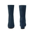 thumbnail image 2 of BLISSFUL STEP Women's Rounded Toe Block Heel Stretch Ankle Boots Navy Blue 9, 2 of 6