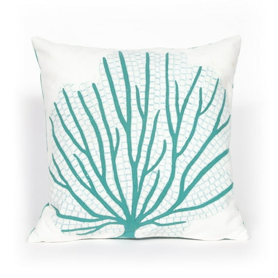 Liora Manne Visions III Coral Fan Indoor Outdoor Decorative Pillow Aqua