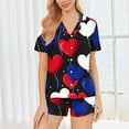 thumbnail image 2 of Tnhcen Women's 2 Piece Pajama Set Valentine's Day Graphic Sleepwear Matching Pjs Sets Button Up Shirt with Lounge Shorts Set S-2XL, 2 of 8