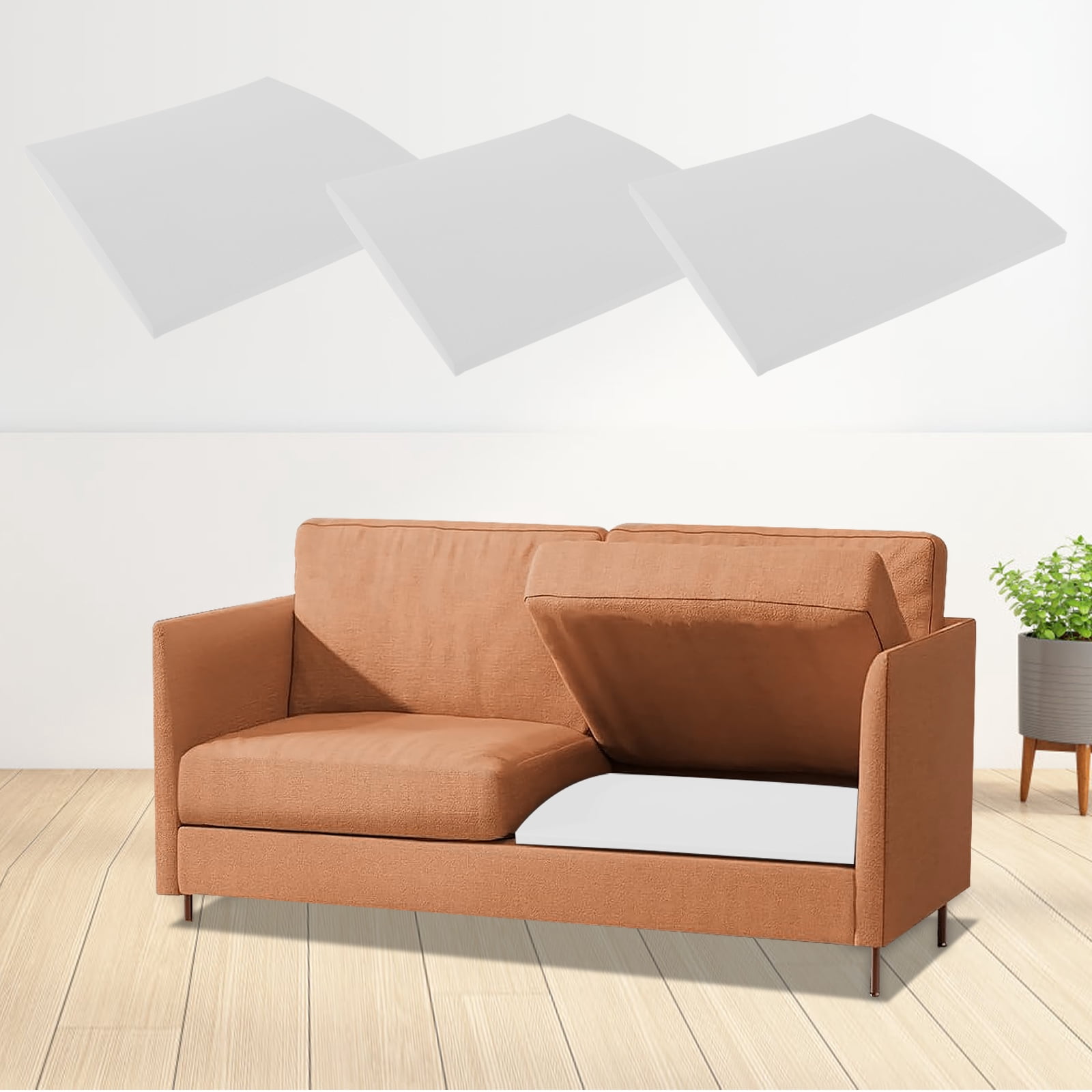Dznils Sofa Couch Cushion Support for Sagging Seat, 20" x 20", White, Set of 3