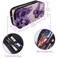 thumbnail image 5 of MUOOUM Pencil Case, Purple Daisy Flower Butterfly Large Capacity Pencil Pouch Stationery Pen Bag, 5 of 7