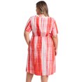 thumbnail image 3 of GRACE & GRANDEUR Vestido de Talla Grande para Mujer con Pliegues en Forma de Diente, Decoración de Botones, Estampado de Tie Dye, Cuello Redondo, Manga Corta, Vestidos Casual con Bolsillos 4X Naranja, 3 of 5