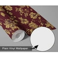 thumbnail image 6 of S4sassy Self-Stick Decorative Wallpaper, Hibiscus Garden Print Wall Paper, Textured Vinyl Waterproof Contact Paper, Burgundy, 25"x120" Removable Renter Friendly Wall Covering For Bedroom, Dining room, 6 of 9