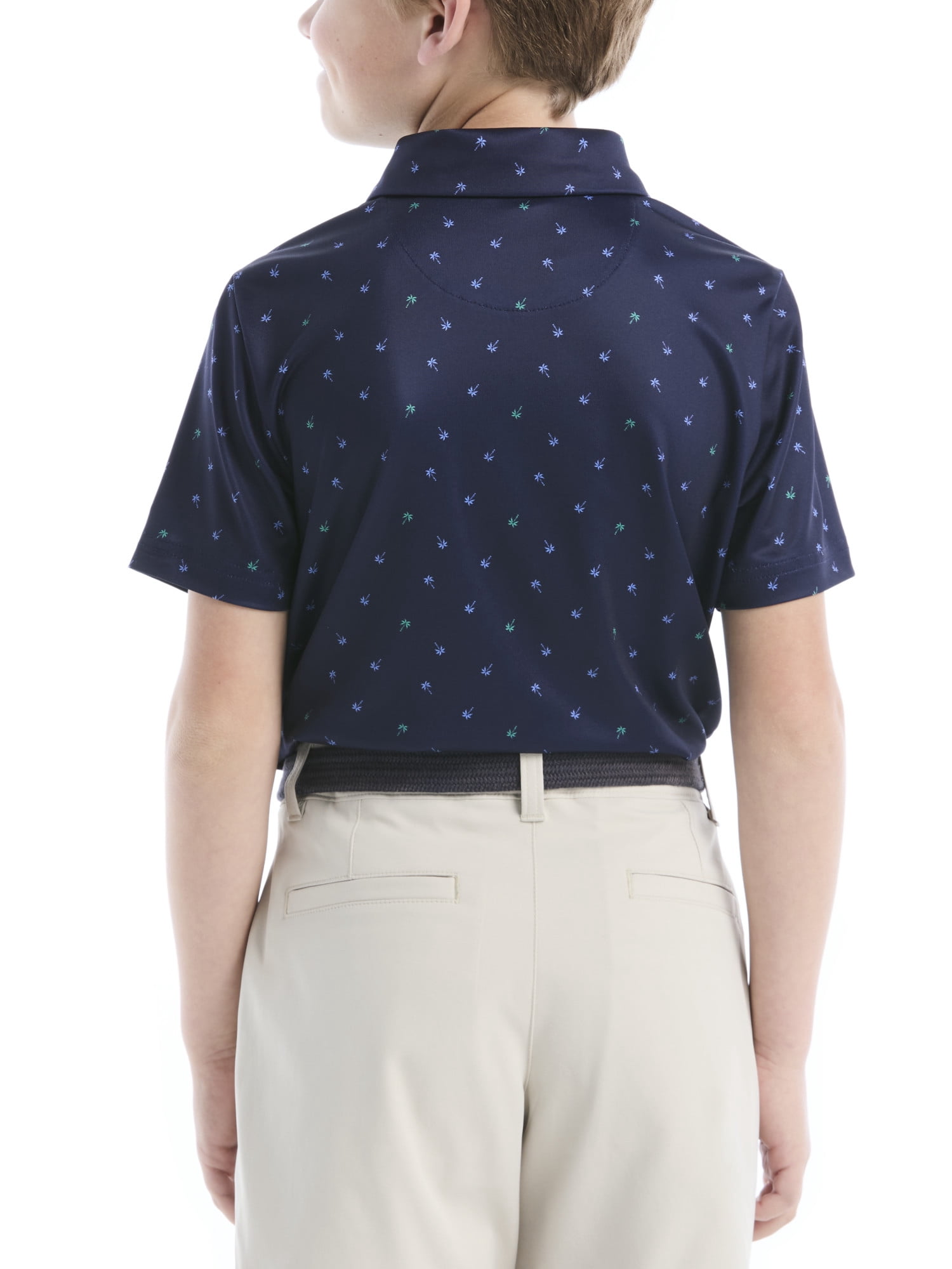 Ben Hogan Performance Little Boys and Big Boys Palm Tree Printed Short Sleeve Golf Polo Shirt, Sizes 4-18