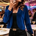 thumbnail image 4 of Yyeselk Women's Long Sleeve Velvet Shrug Cardigans Cocktail Party Open Front Elegant Cropped Bolero Cardigan Top Blue XXL, 4 of 7
