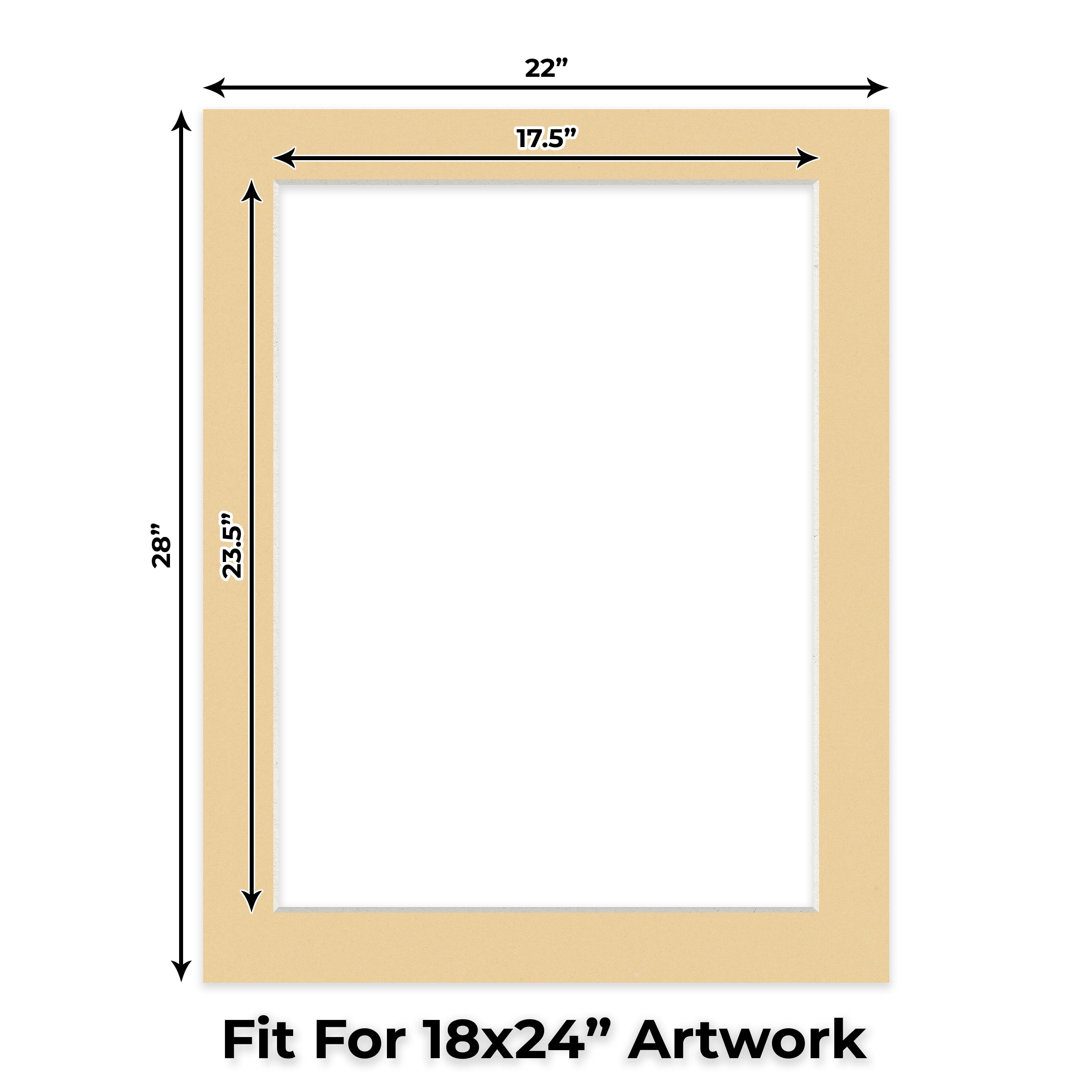 Beige Picture Frame Mat for 22x28 Frames - Fits 18x24 Photos - 25 Mats