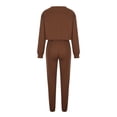 thumbnail image 5 of IROINNID Sweatsuit For Women 2 Pieces Set Savings Round Neck Solid Color Pullover Cropped Navel Long-Sleeved Sweatshirts Casual Drawstring Trousers Suit Athletic Set,Coffee, 5 of 9