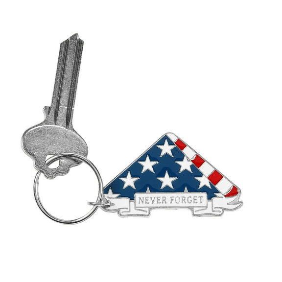 Fun Express Memorial Day Metal Keychain with Enamel Flag Charm - 12 Pieces