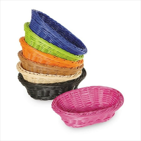 Narrow Oval Shaped Natural Designer Polyweave Baskets 9 inch x 6.75 inch Oval Basket 2.5 inch Deep Natural Polycarbonate/Case of 12 ()