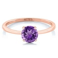 thumbnail image 2 of Gem Stone King 10K Rose Gold Purple Amethyst Solitaire Engagement Ring for Women (1.00 Cttw, Round 6MM, Gemstone February Birthstone, Size 10), 2 of 5
