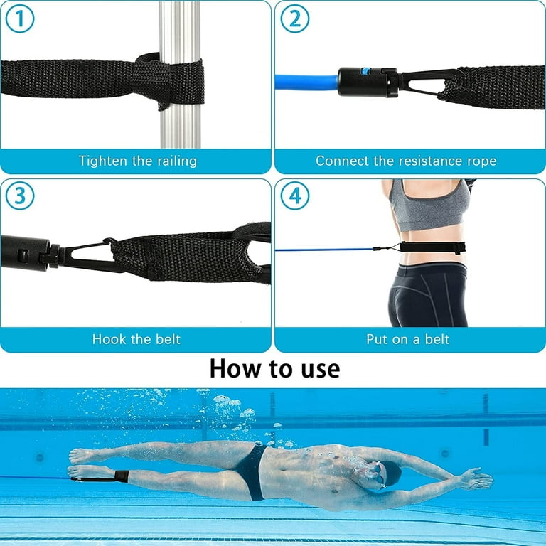 4m Swimming Belt for Adults Swimming Bands for Training Flexible Swimming  Rope Belt for Pool, Adjustable Swimming Training Rope Bands Swimming  Elastic