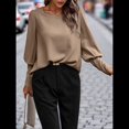 thumbnail image 4 of Blusa Elegante de Larga con Cuello Redondo para Mujer, Ideal para Otoño e Invierno, con Botones en la Espalda Café Oscuro XL, 4 of 9