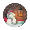 thumbnail image 1 of Christmas Mouse Pad for Computers, Snowman with Santa Hat in the Garden with a Gift Box and Lantern Image, Round Non-Slip Thick Rubber Modern Gaming Mousepad, 8" Round, Brown White, by Ambesonne, 1 of 2