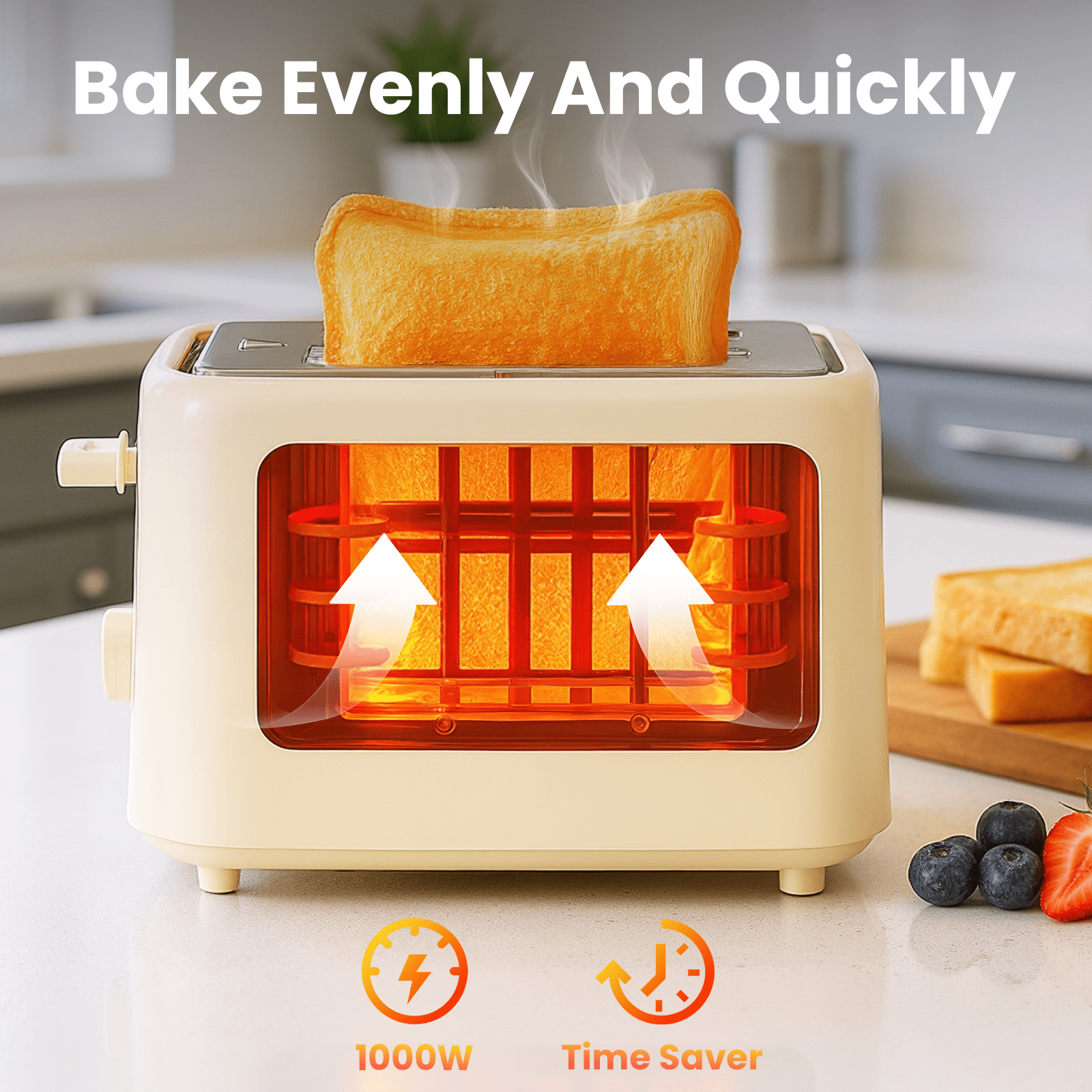 VAVSEA 2 Slice Toaster, 1000W Bread Toaster Machine with Extra Wide Slot, 6 Shade Settings and LED for Bagels, Waffles, Bread, Removable Crumb Tray, Breakfast Helper, Gifts for Christmas