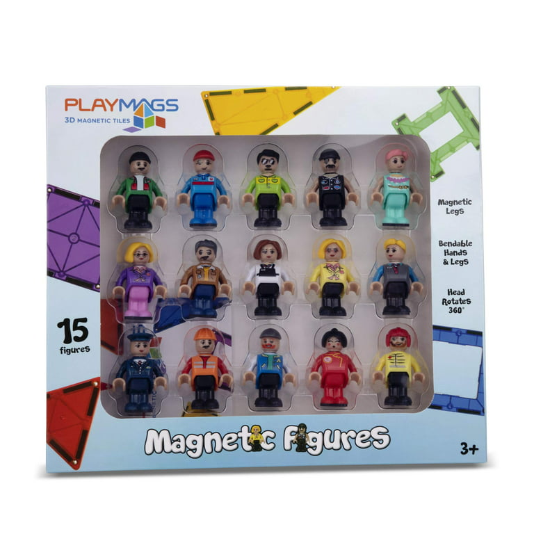 Playmags Magnetic Figures-Community Figures Set of 15 Pieces - Play People Magnetic Tiles - STEM Learning Toys Children - Magnetic Tiles Expansion Pack- Compatible w Other Brands - Walmart.com
