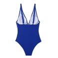 thumbnail image 5 of Women's One Piece Swimsuit Fashion Deep V Neck Adjustable Straps Bathing Suit Low Back Beach Swimwear (M, Blue), 5 of 6