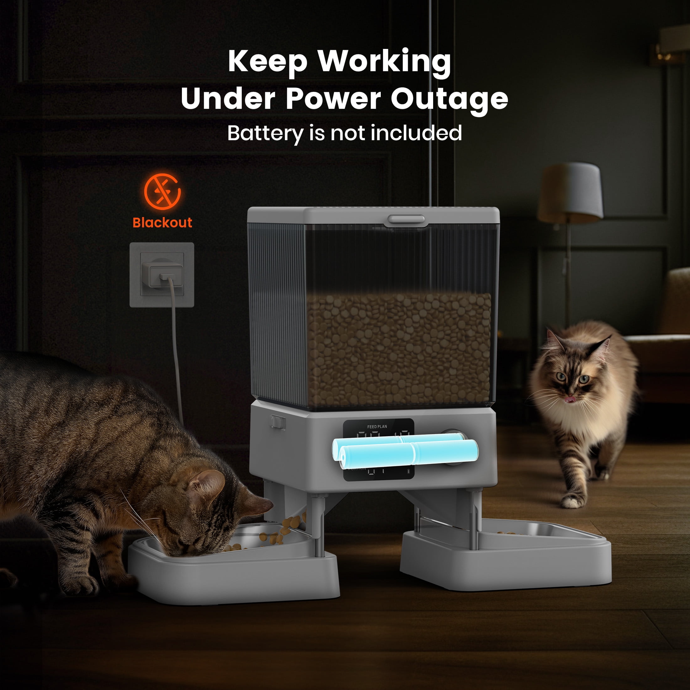Oneisall Automatic Cat Feeder for 2 Cats, 20 Cups/5L Automatic Cat Food Dispenser for Small Pets Indoor, Timed Cat Feeder Automatic for Dry Food - White