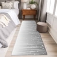 thumbnail image 4 of 2'x6' Rug Runners for Hallways Kitchen, Gray Flower Non Slip Entryway Beside Floor Carpet Runner, Geometric Stripe Gradient Branch Minimalist Laundry Room Bedroom Throw Rugs Mat for Family Pet, 4 of 8