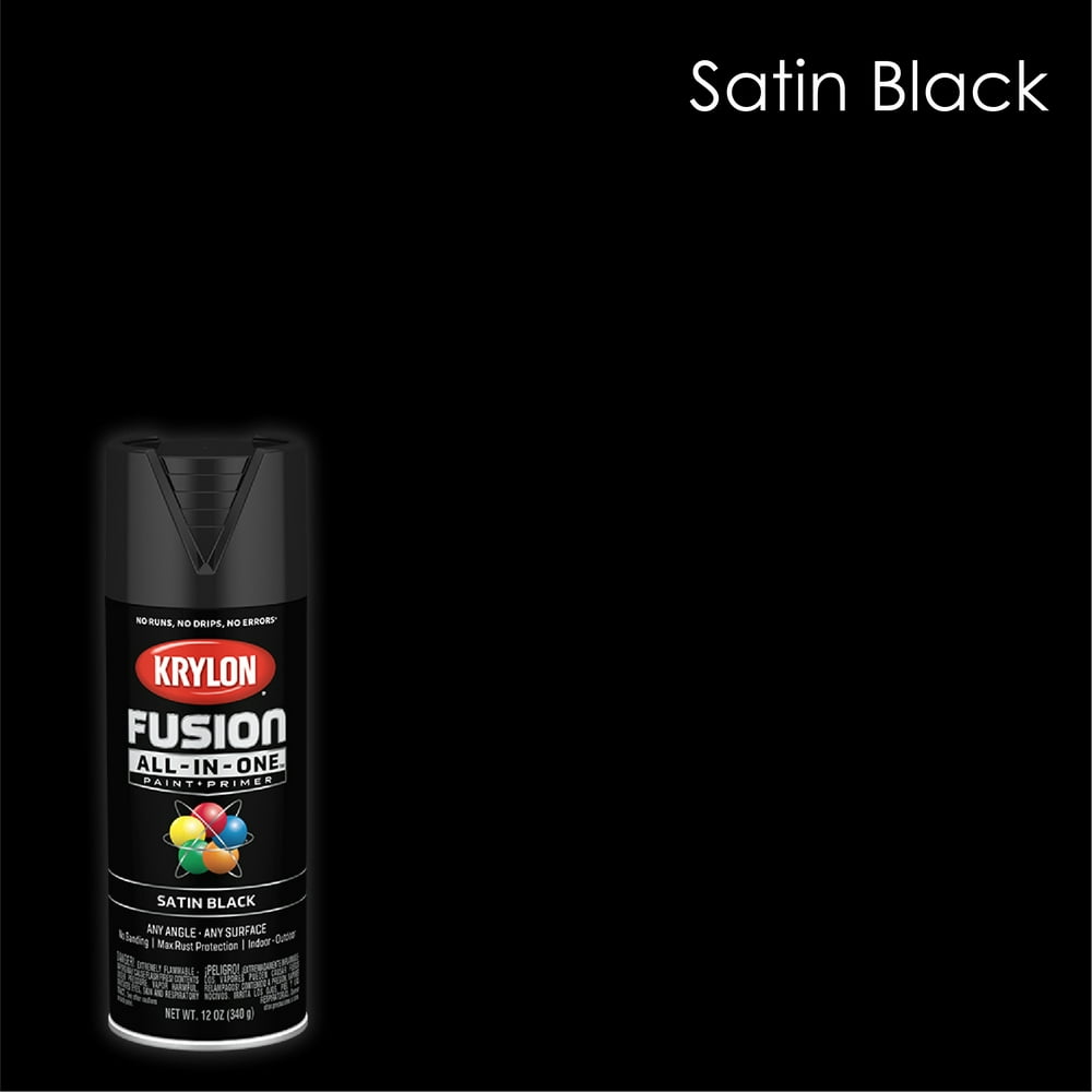Krylon Fusion AllInOne, Satin, Black, 12 oz.
