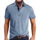 thumbnail image 1 of Camisa de manga corta con solapa y botones para hombre: diseño oversize a rayas, poliéster/spandex, ropa informal de otoño/invierno., 1 of 5