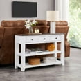 thumbnail image 4 of Softa Retro Design Console Table with Two Open Shelves, Pine Solid Wood Frame and Legs for Living Room, 4 of 15