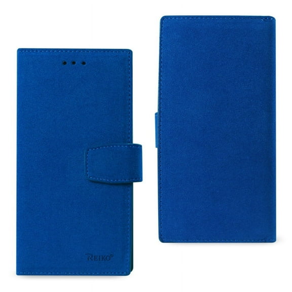 REIKO IPHONE 7 PLUS DOESKIN WALLET CASE WITH RFID CARD PROTECTION IN NAVY