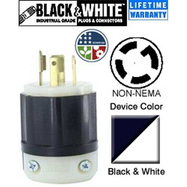 Leviton 3431 Gc Plug Locking Blade Non Nema 30a 1 8v 3py 4p4w Grounding Black White Walmart Com Walmart Com