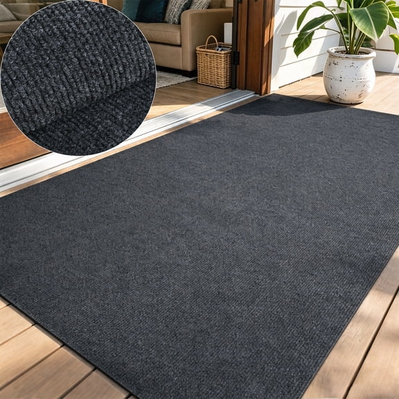 OVYEOFR 3' x 5' Front Door Mat, Indoor Outdoor Commercial Doormat with Rubber Backing, Entrance Mat for Entryway, Patio, Home, Gray