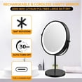 thumbnail image 5 of Desktop Makeup Mirror with 3 Color Lighted, 1X/10X Magnifying Mirror with Touch Control & 360°Rotation & Type-C Charging Port Classic Black, 5 of 5