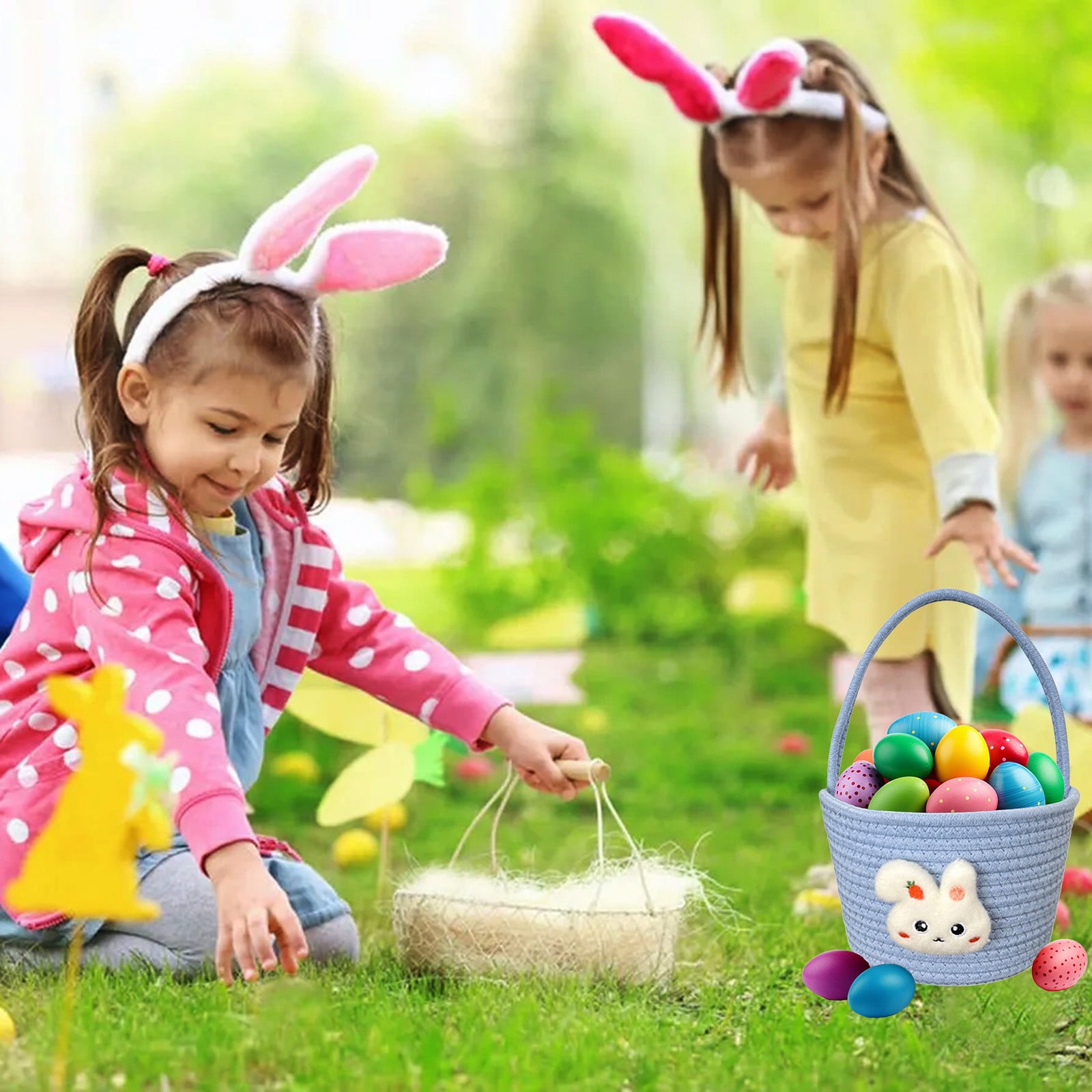 Easter Storage Bunny Decorative Thread Basket Desktop Coffee Table Miscellaneous Cosmetics Sundries Living Room Food Storage
