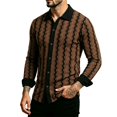 thumbnail image 5 of MiYuan Men's Textured Striped Shirts Casual Button down Long Sleeve Shirt Collared, Vintage for Daily Wear, 5 of 7