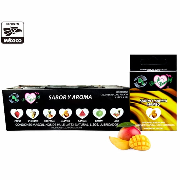 Condon  Aroma Y Sabor a Mango Caja Con 12 Carteras, Cartera Con3pz