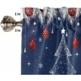 thumbnail image 6 of Christmas Navy Blue Kitchen Curtains and Valances Set, Rod Pocket Curtains Tier Farmhouse Window Curtains 24 Inch Length, Xmas Tree Snowflake Silver Leaves 3 Piece Kitchen Curtains Set, 6 of 6