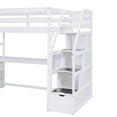 thumbnail image 5 of Euroco Modern Wood Twin Size Loft Bed with Desk, Shelves and Drawers for Kids Teens, White, 5 of 15