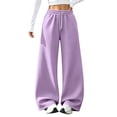 thumbnail image 3 of VV AVEORS Barrel Sweatpants Women Wide Leg Fleece Pants Baggy Sweat Pants High Waist Lounge Pants Active Joggers Workout Gym Light Purple 2XL, 3 of 9