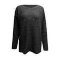 thumbnail image 4 of IROINID Women's One-Shoulder Pullover Sweater Solid Color Loose Short Length Long Sleeve Diagonal Collar Sweater Tops, 4 of 5