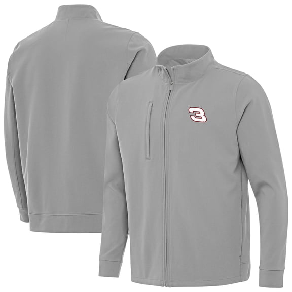 Men's-Antigua  Gray NASCAR Regard Full-Zip Jacket