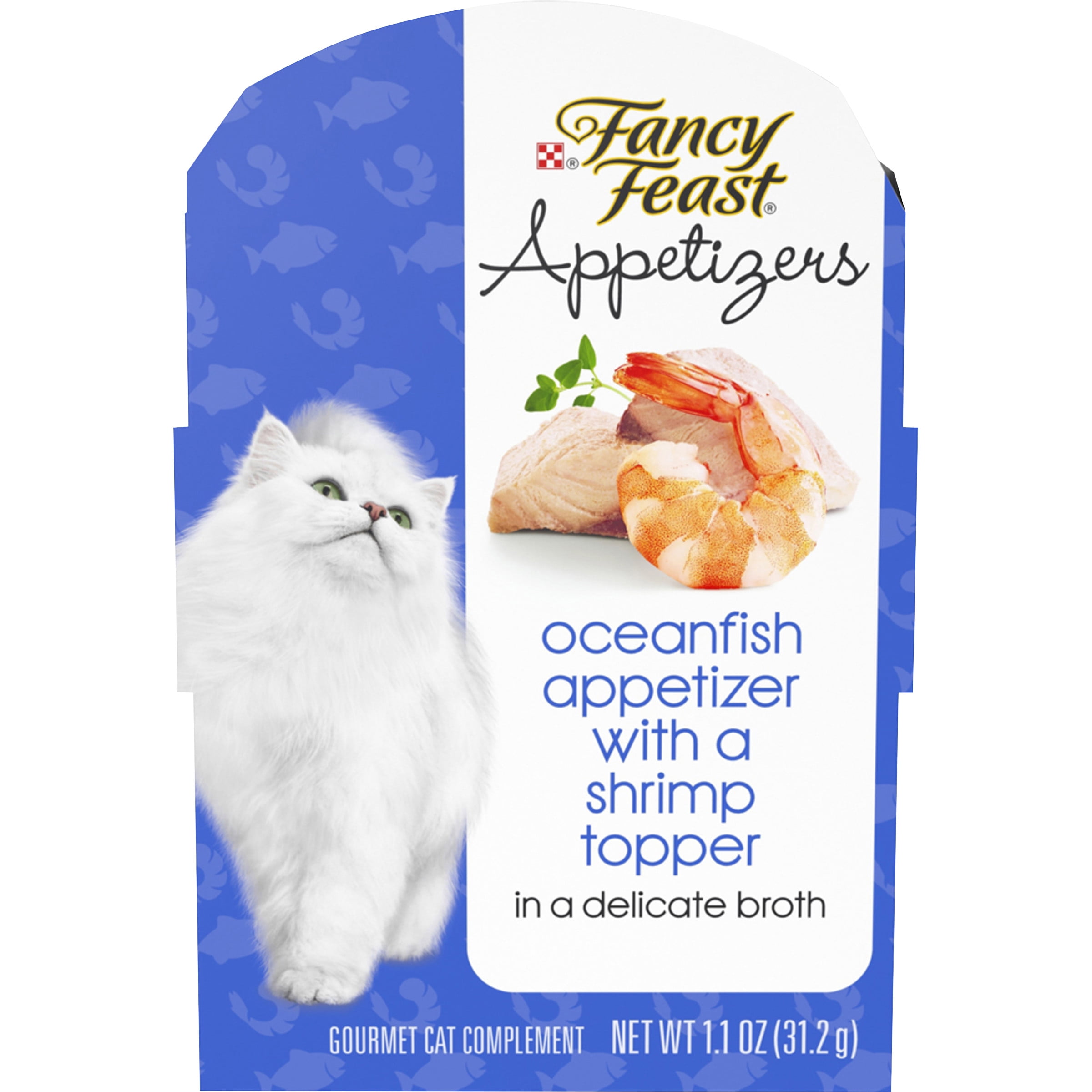 Purina Fancy Feast Appetizers Wet Cat Food Oceanfish Shrimp, 1.1 oz Trays
