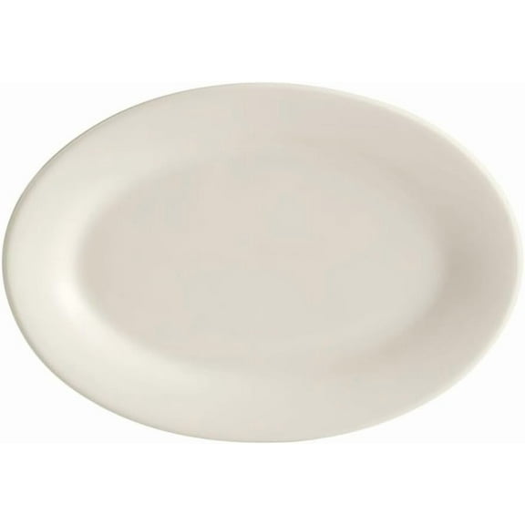 Soro Essentials- Set of 24 Ceramic 10-3/8" American White Victoria Wide Rim Oval Platter Ivory Color- Rolled Edge China Platter Serving Platter Ideal for Serving Appetizer Charcuterie Food Snack