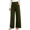 thumbnail image 3 of cocolona Womens Casual Corduroy Pants Elastic Waist Straight Wide Leg Travel Lounge Pants with Pockets, 3 of 5
