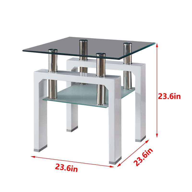 Artisan Furniture Perla End Table With Tempered Glass in White Lacquer