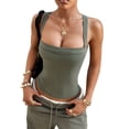 thumbnail image 2 of Women'S Square Neck Going Out Crop Tops Double Lined Cute Basic Tank Tops 2026 Clothes, 2 of 8